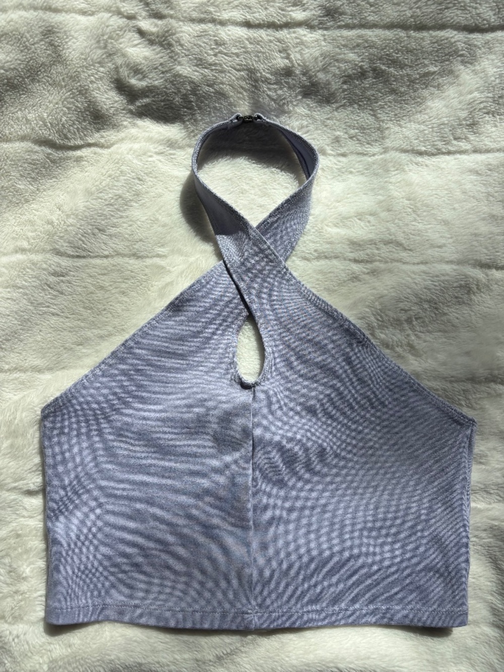 Aritzia Sunday Best Cross Front Halter Keyhole Crop Top Periwinkle Size M
